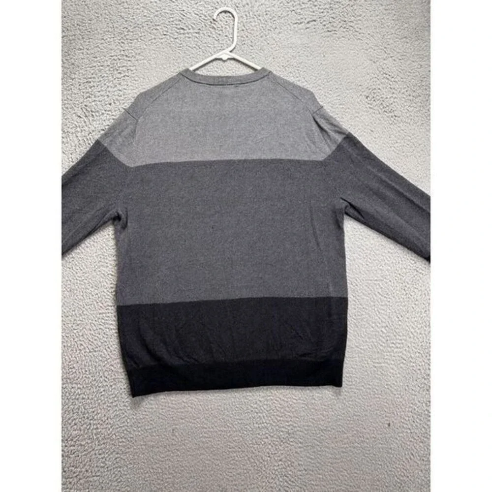 Banana Republic Sweater Mens Large Grey Colorblock Luxury Silk Cashmere Pullover